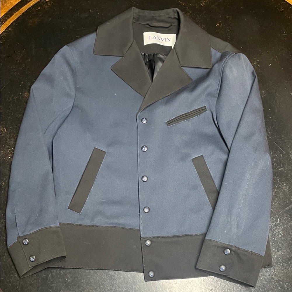 Lanvin Two-Tone Blue and Black Bomber Jacket